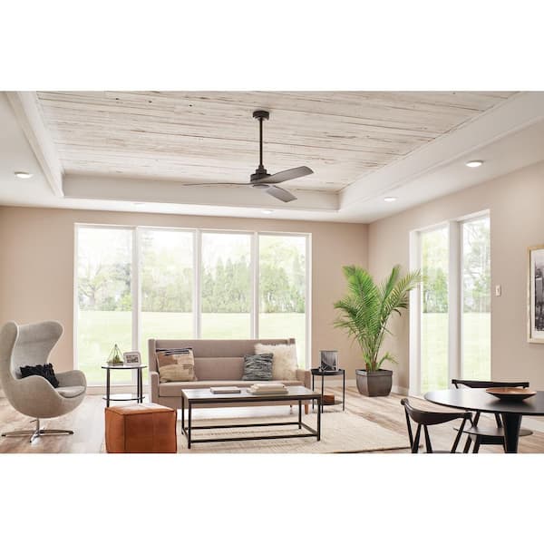 Ried 56 in. Indoor/Outdoor Anvil Iron Downrod Mount Ceiling Fan with Wall Control Included for Covered Patios