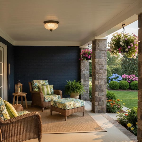 Plantation 2-Light Pearl Bronze Outdoor Flush Mount Light