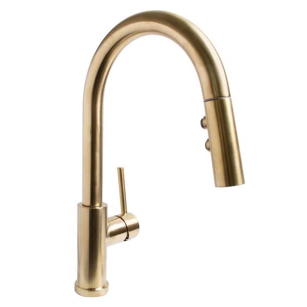 Speakman Neo Single-Handle Pull-Down Sprayer Kitchen Faucet in Brushed Brass