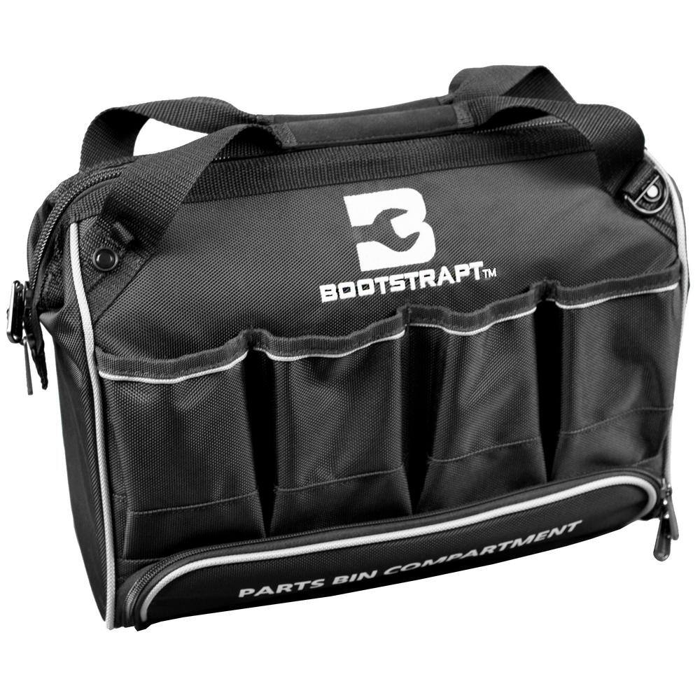 15 in. Black Heavy Duty Tool Duffle Bag with Integrated Parts Bin