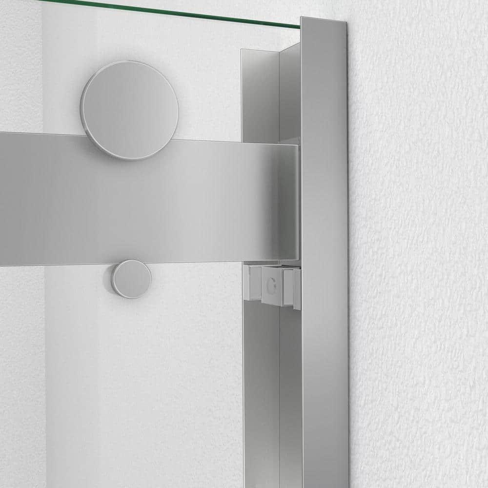 Brushed Nickel Semi-Frameless Sliding Shower Door with Tempered Glass