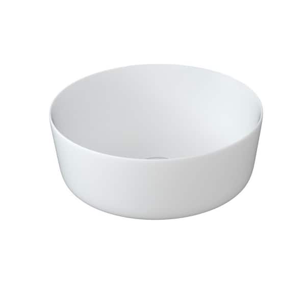 cadeninc 16.13 in. x 16.13 in. White Porcelain Ceramic Round Bathroom Vessel Sink