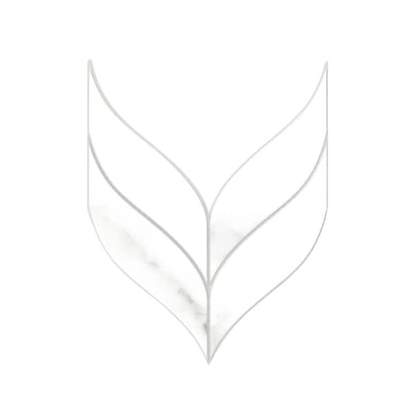 sunwings Leaf Waterjet 6 x 6 x 0.3 in. White color Peel and Stick Backsplash Stone Composite Wall Tile