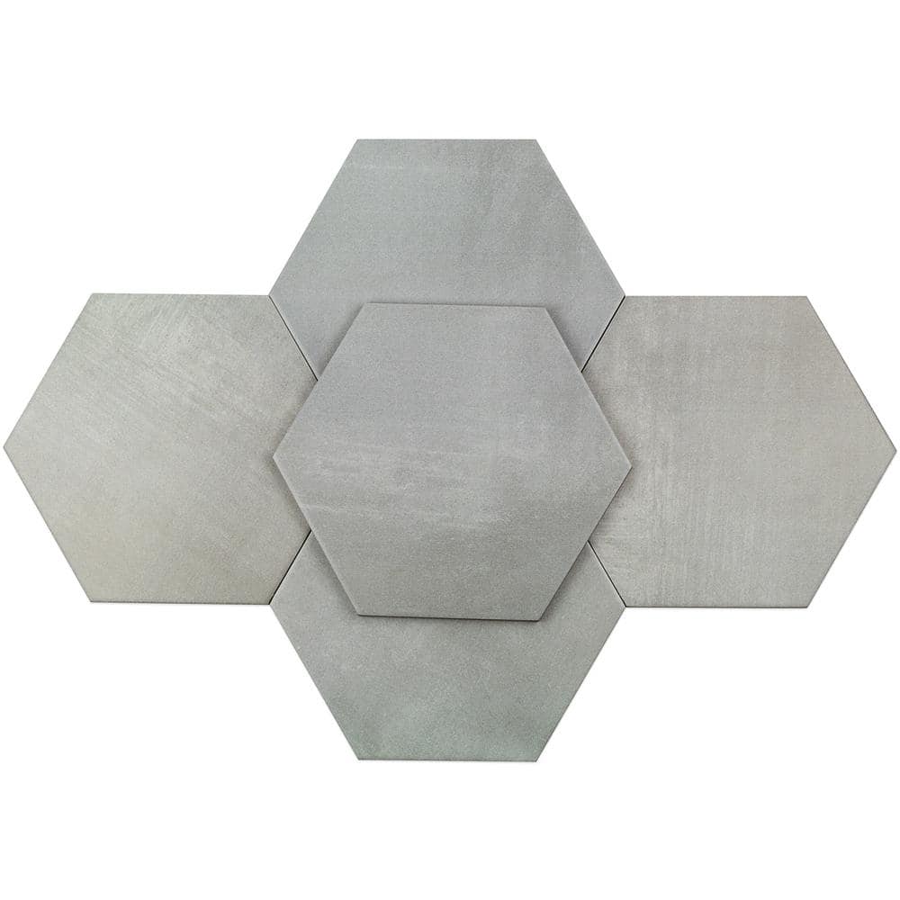 Gray Hexagon Matte Porcelain Floor and Wall Tile
