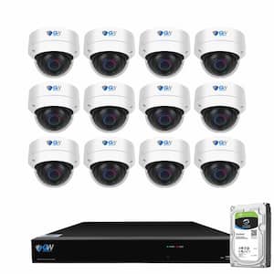 16-Channel 8MP 4TB NVR Smart Security Camera System w/12 Wired Dome Cameras 2.8 mm Fixed Lens Artificial Intelligence
