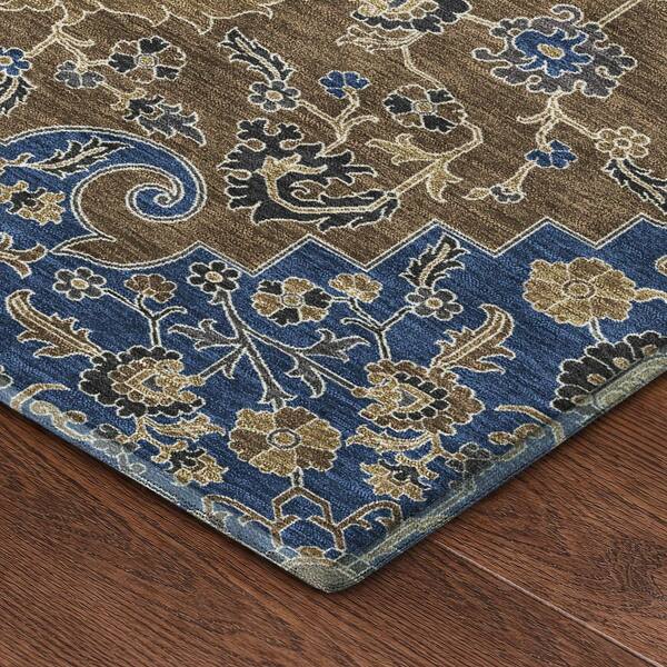 Mayfield Premium Machine Washable Abstract AMF2463 Navy 5 ft. x 7 ft. 6 in. Area Rug