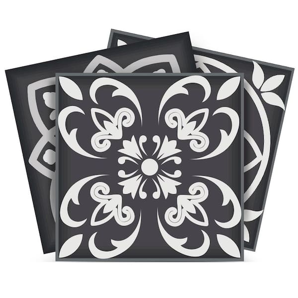 MI ALMA Black, White and Gray SB16 6 in. x 6 in. Vinyl Peel and Stick Tile (24-Tiles, 6 sq. ft. / Pack)