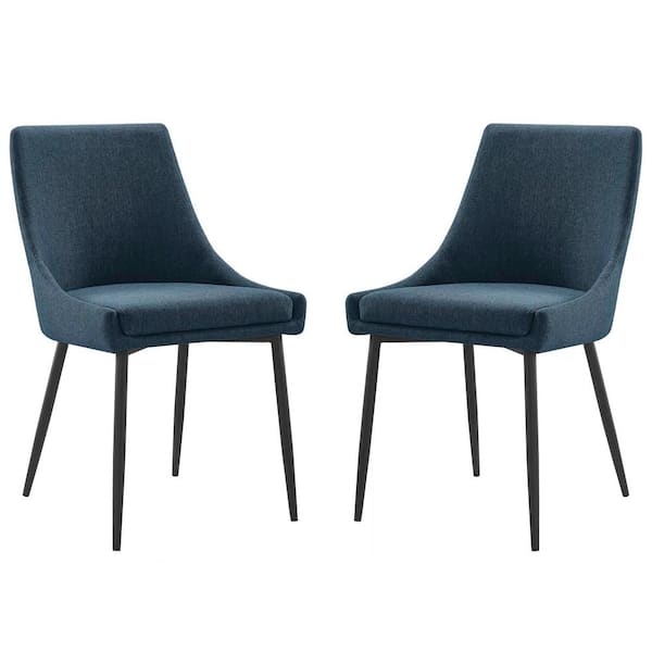 MODWAY Viscount Black Azure Upholstered Fabric Dining Chairs (Set of 2)