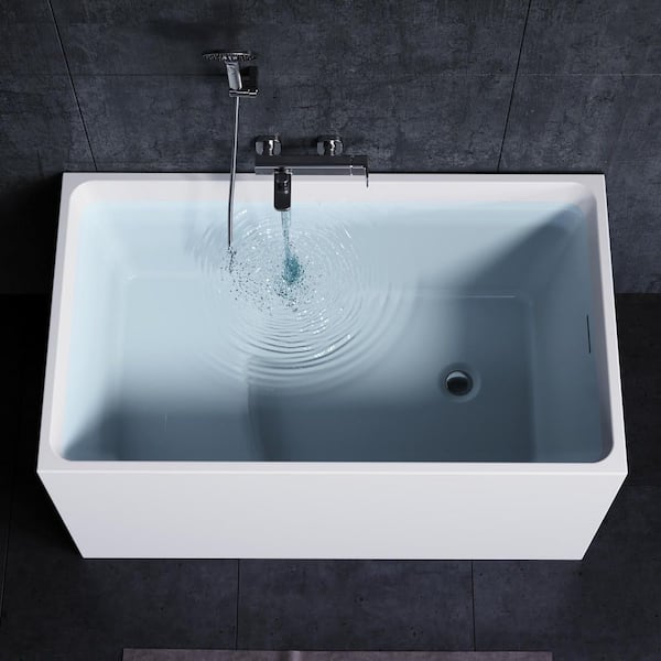 47 in. x 28 in. Acrylic Japanese Soaking Bathtub Spacious Rectangular Shape with Center Drain in White