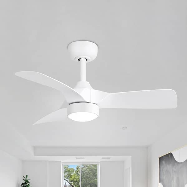 Breezary Sawyer III 32 in. Integrated LED Indoor White Ceiling Fan with Light and Remote Control Included