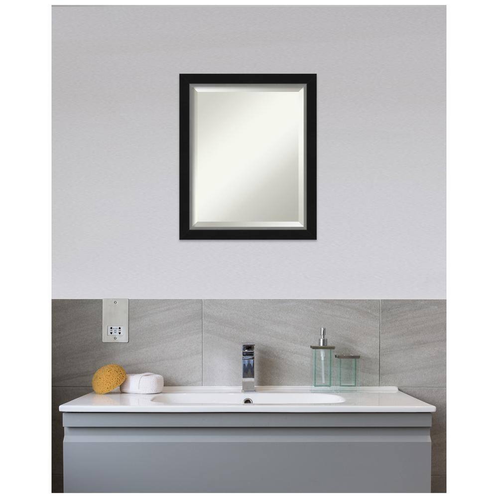 Eva Black Silver Edge 19x23 Beveled Wall Mirror