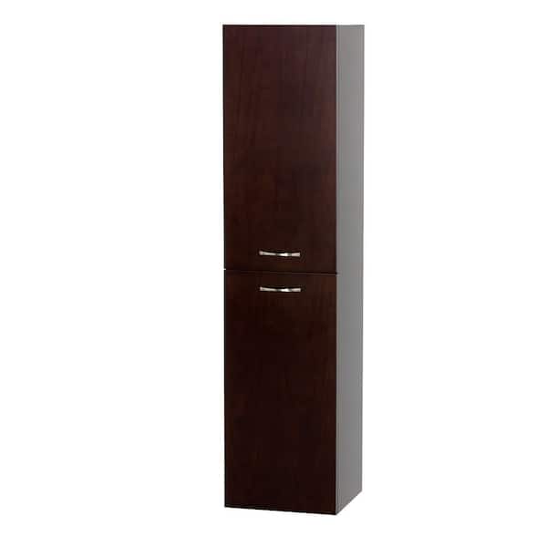 Wyndham Collection Accara 13-1/2 in. W x 56 in. H x 12-1/4 in. D Bathroom Storage Wall Cabinet in Espresso