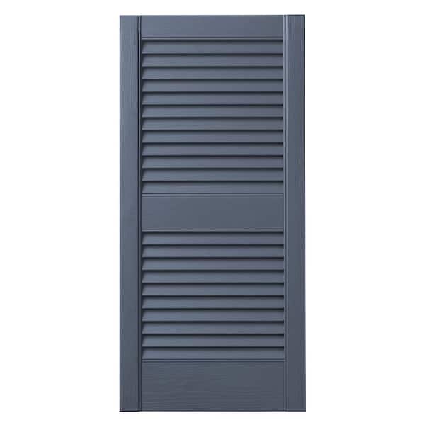 Ply Gem 15 in. x 31 in. Open Louvered Polypropylene Shutters Pair in Blue