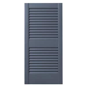 15 in. x 35 in. Open Louvered Polypropylene Shutters Pair in Blue