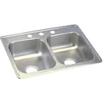 Dayton Drop-in Stainless Steel 25 in. 4-Hole Double Bowl Kitchen Sink