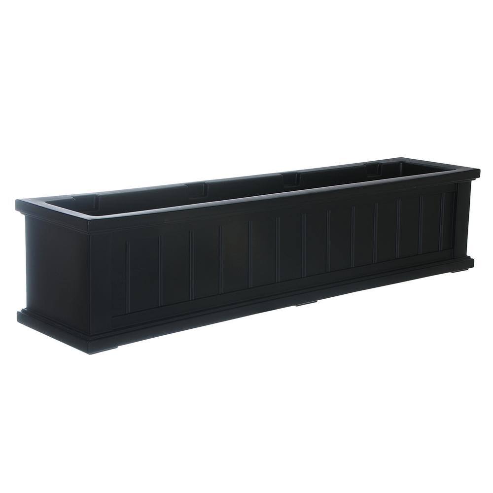 Cape Cod Black 48" Self-Watering Polyethylene Window Box Planter