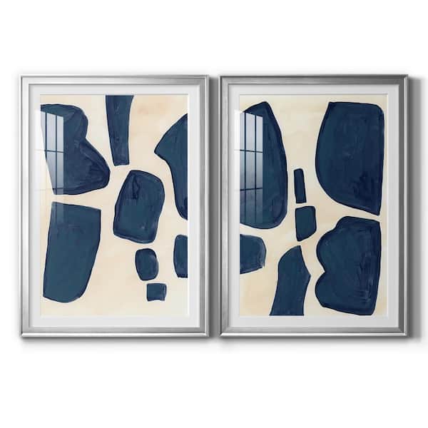 Wexford Home Blue Pieces I by Wexford Homes 2-Pieces Framed Abstract Paper Art Print 26.5 in. x 36.5 in.