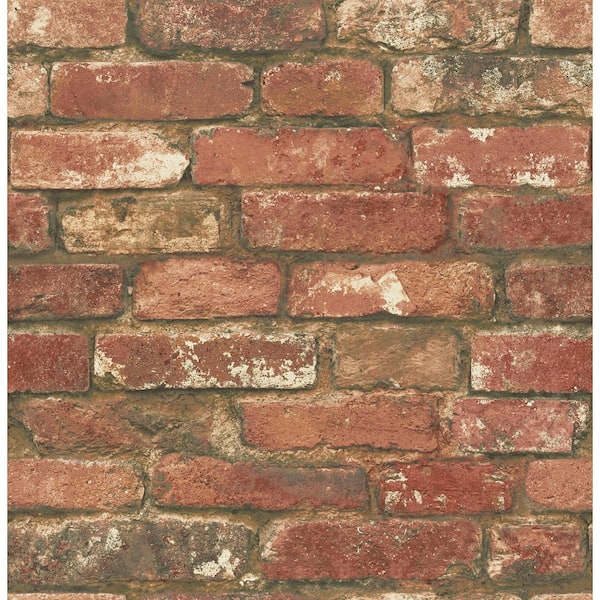 NuWallpaper West End Brick Peel and Stick Red Wallpaper Sample