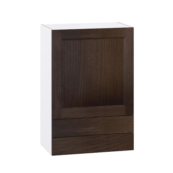 J COLLECTION Georgetown 24 in. W x 14 in. D x 35 in. H Assembled Wall Kitchen Cabinet in Chestnut with 2-Drawers