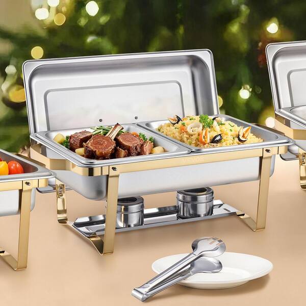 VEVOR Chafing Dish Buffet Set, 8 Qt. 4 Pack, Stainless Steel