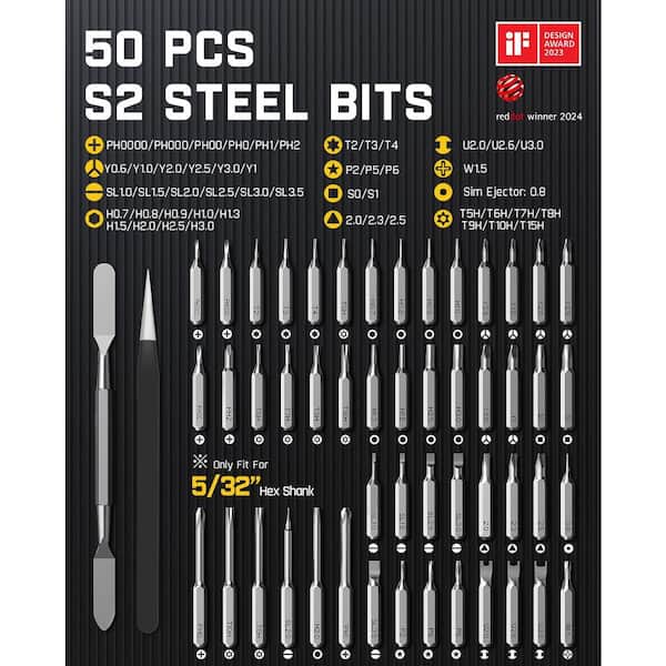 YICHUHAOXI E1 Max 5/32 in. Shank 50 Bit Grey Precision Electric