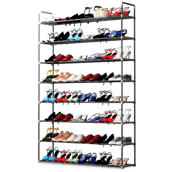 ROJASOP Shoe Rack 8 Tiers Large Shoe Organizer Shoe Storage for Closet  Entryway Holds 48-52 Pairs Metal Shoe and Boots Shelf Organizer with  Versatile Hooks Hanging Bag Wooden Hammer for Bedroom –