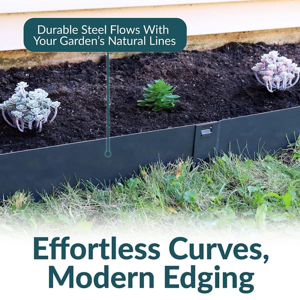 Sunnydaze 42 in. Gray Steel Metal Landscape Edging Border (Set of