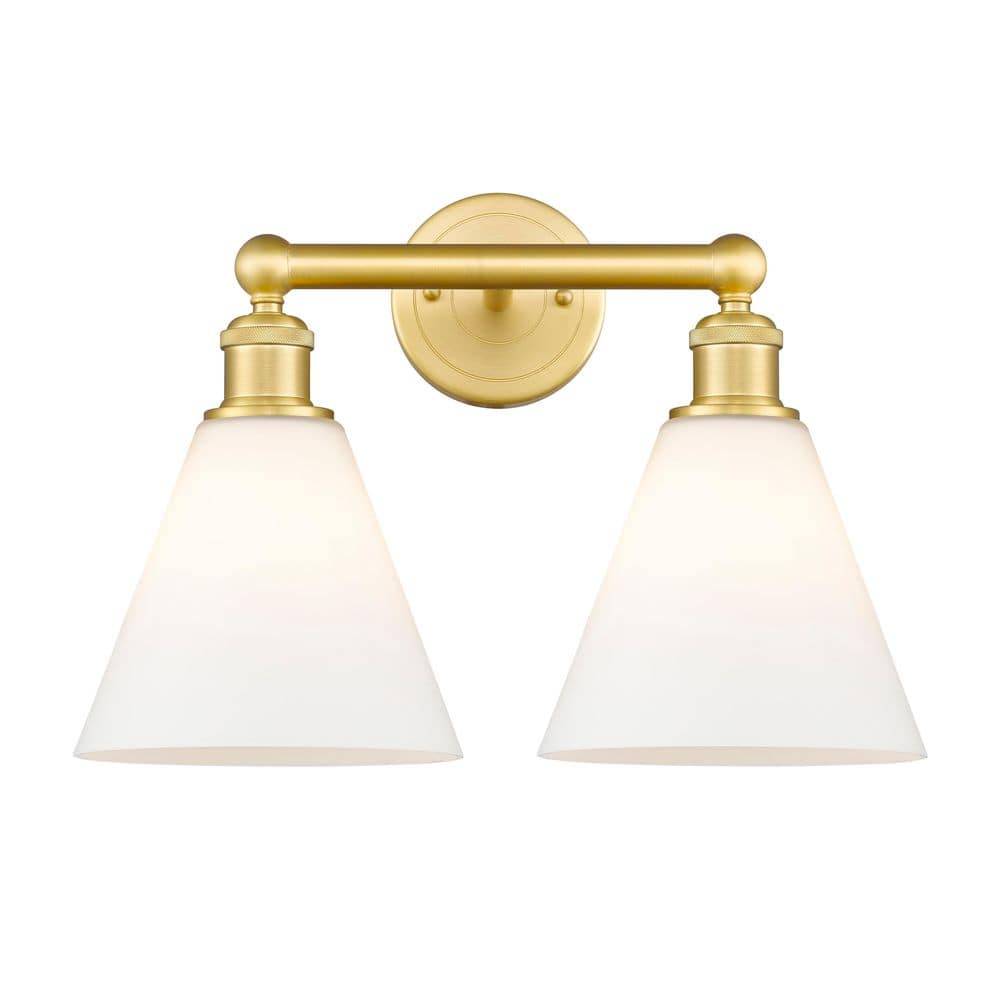 Berkshire 17 in. 2-Light Satin Gold Vanity Light with Glass Shade price history on PriceWatchPro