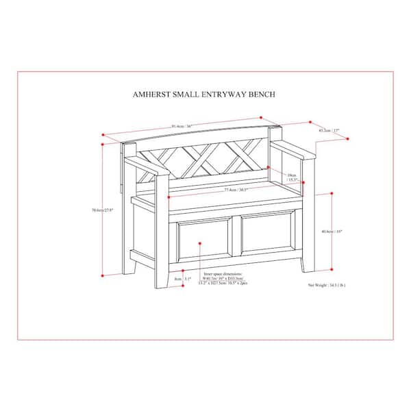 Simpli Home Amherst Small Entryway Storage Bench Hickory Brown AXCAMH57-HIC  - Best Buy