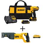 20V MAX Cordless 1/2 in. Drill/Driver, Reciprocating Saw, (2) 20V 1.3Ah Batteries, (1) 20V 4.0Ah Battery, and Charger