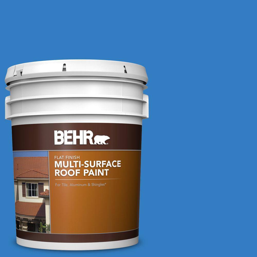 5 gal. #P510-6 Brilliant Blue Flat Multi-Surface Exterior Roof Paint