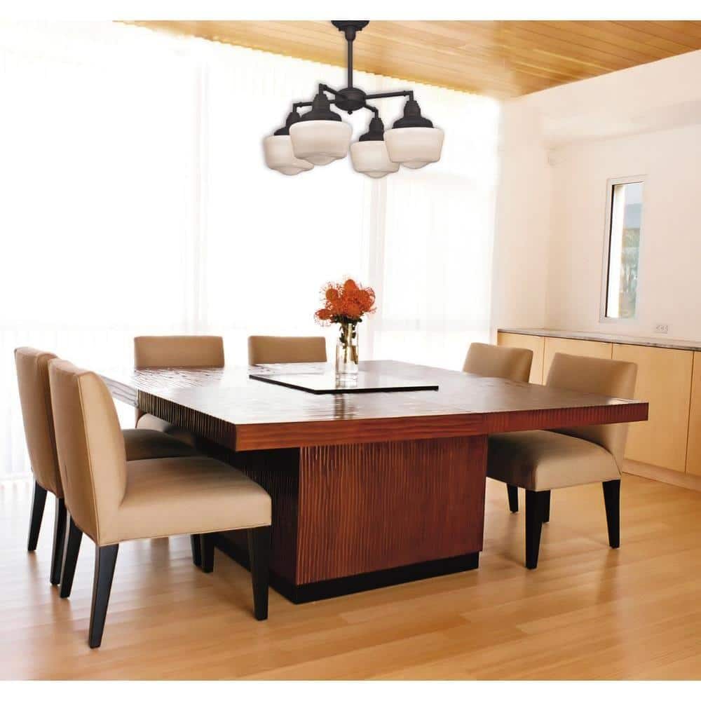 Scholar 24" Convertible Chandelier/Semi-Flush in Oil Rubbed Bronze with Opal Shades
