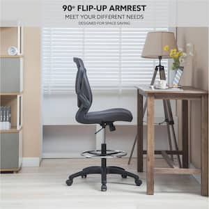 Gray/Black Mesh Drafting Chair Tall Office Chair for Standing Desk with Breathable Mesh Lumbar Support, Ergonomic Chair