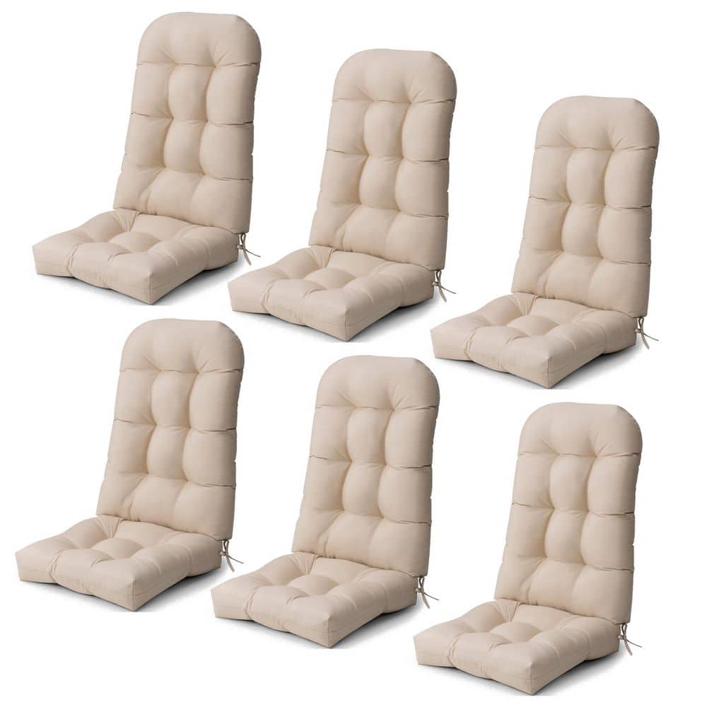 50 in. x 20 in. 6-Pieces Outdoor Adirondack Chair Cushions in Beige Thickened High Back Patio Seat Cushions with Ties