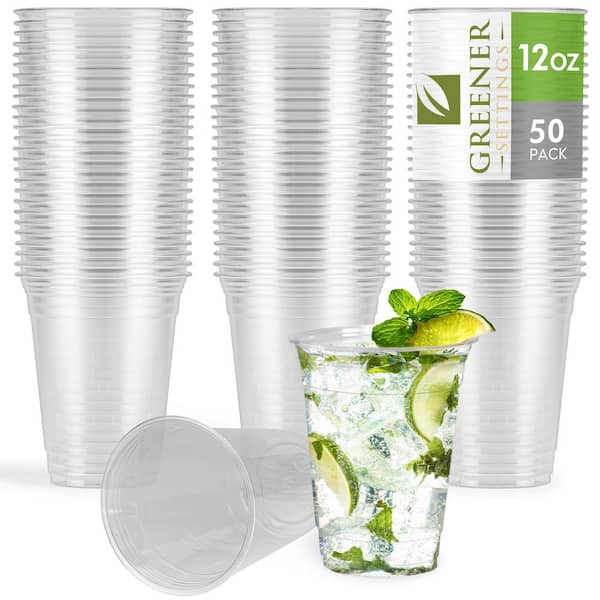 Comfy Package [50 sets] - 16 oz. Clear Plastic Cups With Flat Lids
