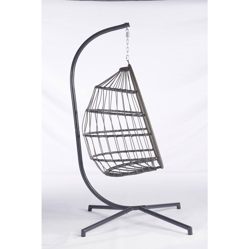 Outdoor Garden Metal Rattan Egg Patio Swing Chair Hanging Chair with Light 