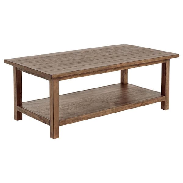 Benjara Ayne 24 in. Brown Rectangle Wood Coffee Table with Includes Storage Space
