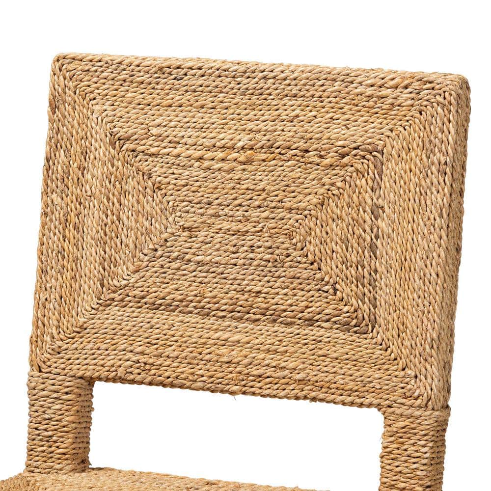 Anfield Natural Seagrass and Mahogany Wood Counter Stool