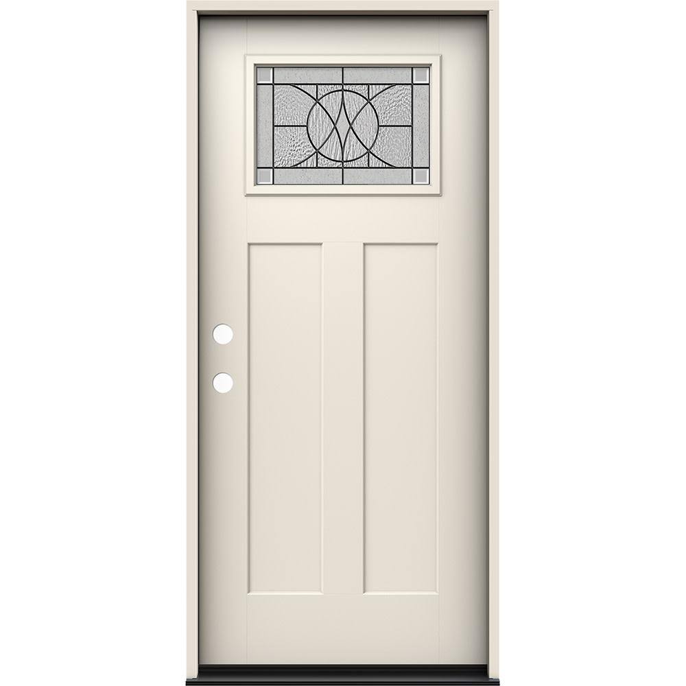 JELD-WEN 36 in. x 80 in. Right-Hand 1/4 Lite Craftsman Tryon Decorative ...