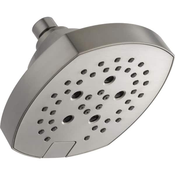 Delta Stryke 5-Spray Patterns 1.75 GPM 6 in. Wall Mount Fixed Shower Head with H2Okinetic in Stainless