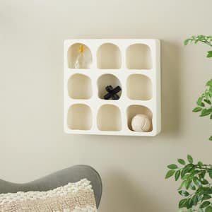 19 in. W x 5 in. D Cream Wood Geometric Decorative Wall Shelf