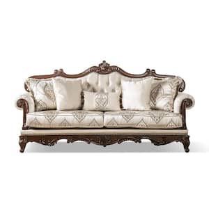 Noel 90.25 in. Rolled Arm Fabric Rectangle Sofa in Beige