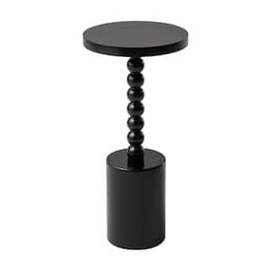 Farmhouse 11 in. Pedestal Round Wood End Table in Black