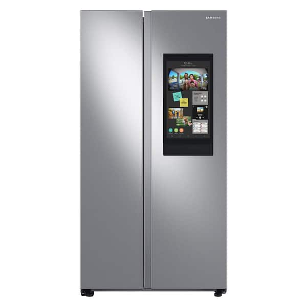 Samsung 34 in. 27.3 cu. ft. Smart Side by Side Refrigerator with Family Hub in Stainless Steel, Standard Depth