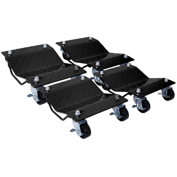 Angel Sar Black Steel Heavy Duty Car Dolly with 4 Wheels for Furniture Moveling and Car, 6000 lbs. Capacity (4-Pack)