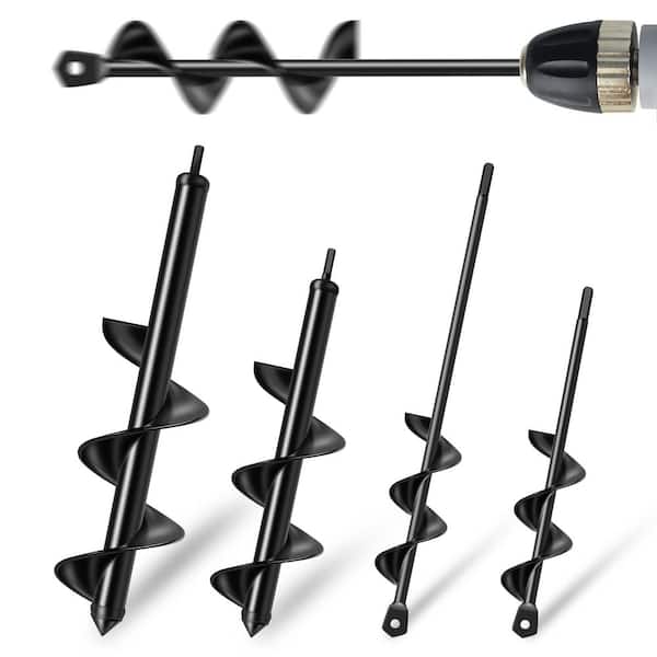 Garden Heavy-Duty Steel Auger Drill Bit Set (4-Piece)