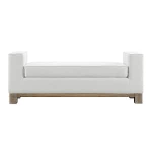 Remi Ivory 73 in. Wide Stain-Resistant Fabric Upholstered King Bedroom Bench