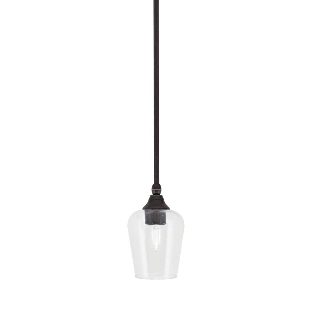 Sparta 100-Watt 1-Light Dark Granite Shaded Pendant Light with Clear Bubble