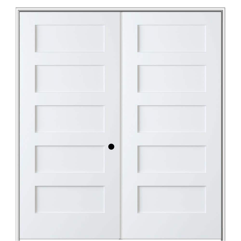 Shaker Flat Panel 48 in. x 80 in. Left Hand Solid Core Primed Composite Double Prehung French Door with 4-9/16 in. Jamb price history on PriceWatchPro