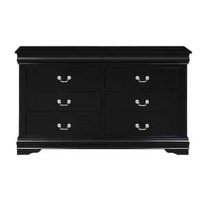 Louis Philippe 6-Drawer Black Dresser (33H X 15W X 57D)